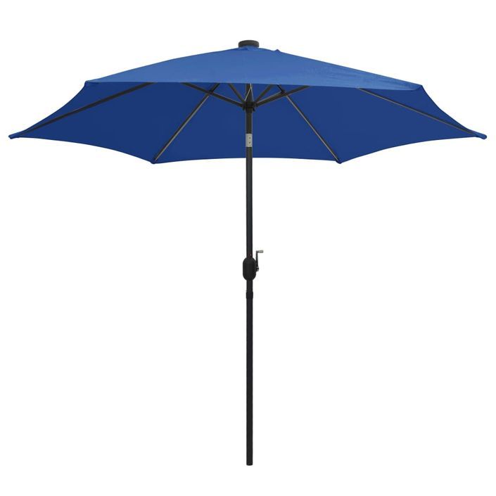 Parasol avec LED et mât en aluminium 300 cm Bleu azuré - Photo n°3