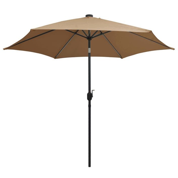 Parasol avec LED et mât en aluminium 300 cm Taupe - Photo n°3