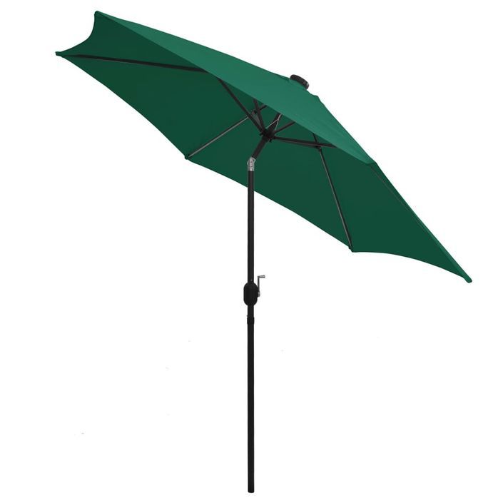 Parasol avec LED et mât en aluminium 300 cm Vert - Photo n°4