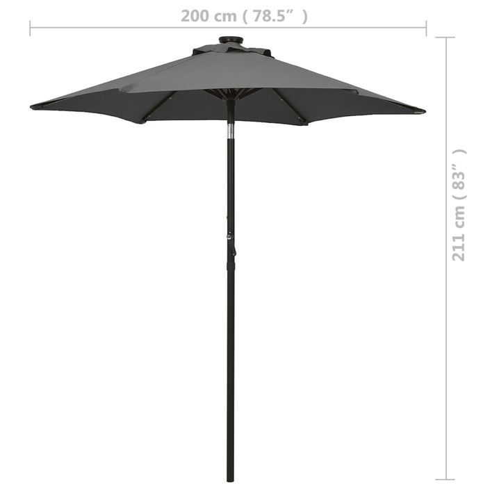 Parasol avec lumières LED Anthracite 200x211 cm Aluminium - Photo n°9