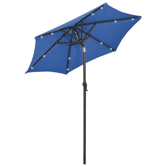 Parasol avec lumières LED Bleu azuré 200x211 cm Aluminium - Photo n°4