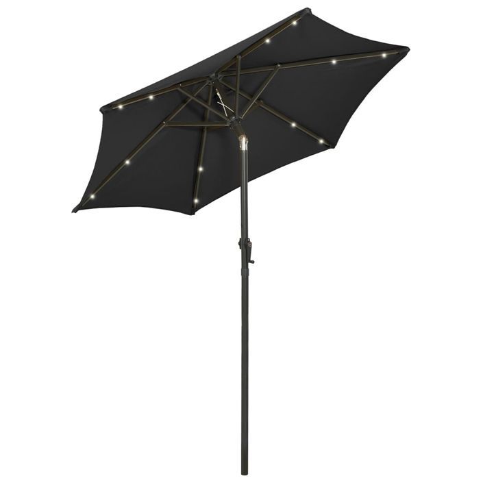 Parasol avec lumières LED Noir 200x211 cm Aluminium - Photo n°4