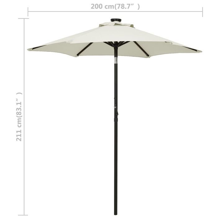 Parasol avec lumières LED Sable 200x211 cm Aluminium - Photo n°9