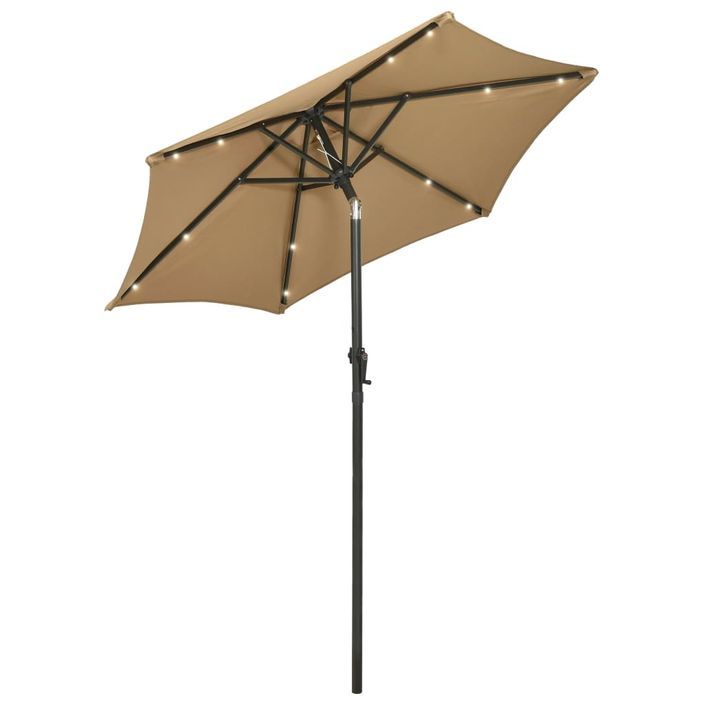 Parasol avec lumières LED Taupe 200x211 cm Aluminium - Photo n°4