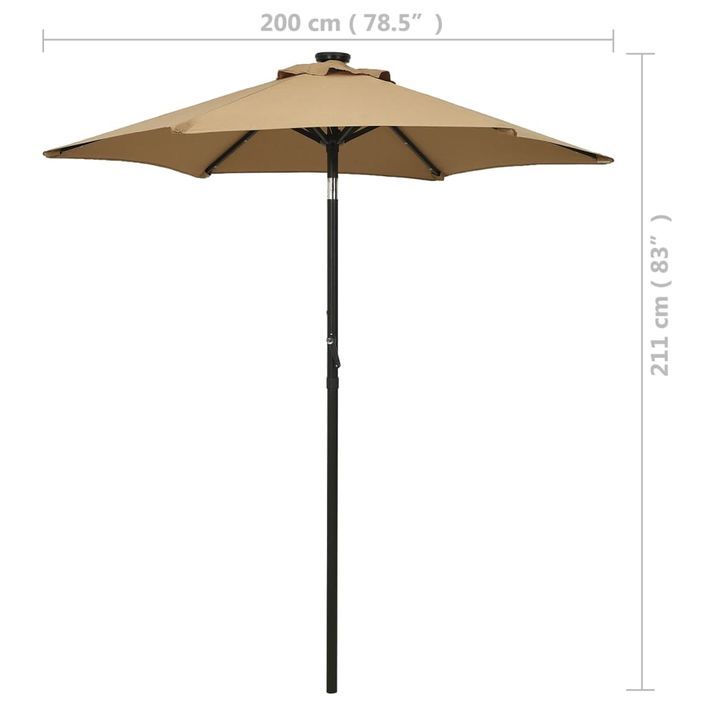 Parasol avec lumières LED Taupe 200x211 cm Aluminium - Photo n°9