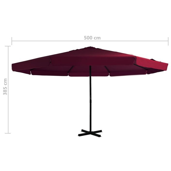 Parasol avec mât en aluminium 500 cm Bordeaux - Photo n°5