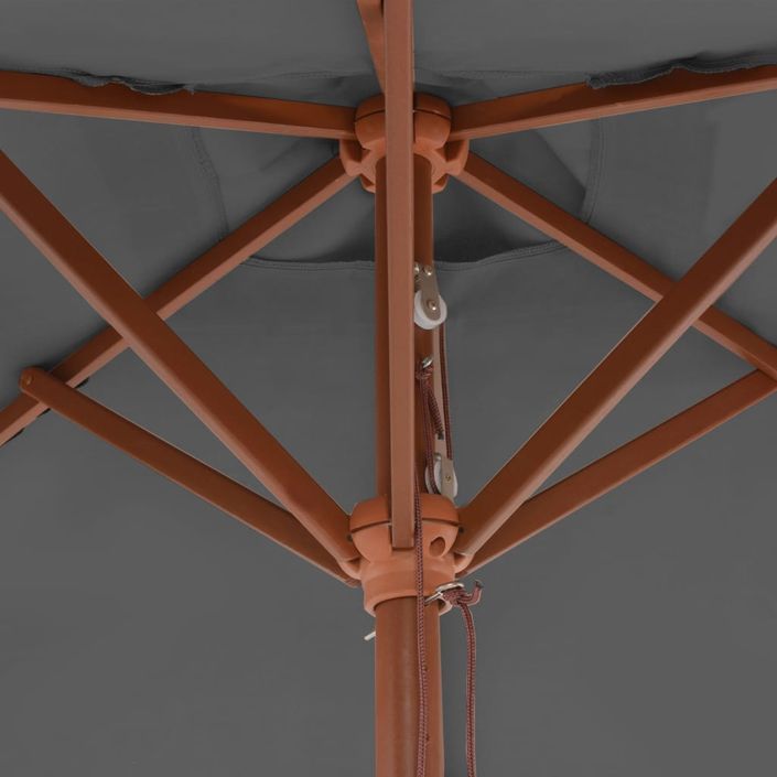 Parasol avec mât en bois 150 x 200 cm Anthracite - Photo n°2