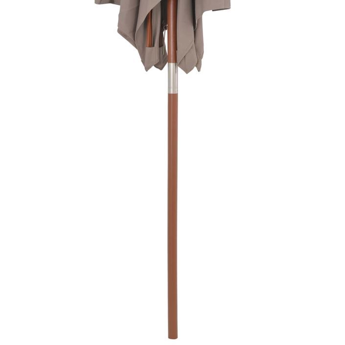 Parasol avec mât en bois 150 x 200 cm Taupe - Photo n°7