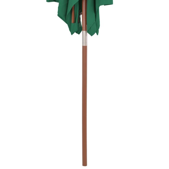 Parasol avec mât en bois 150 x 200 cm Vert - Photo n°7