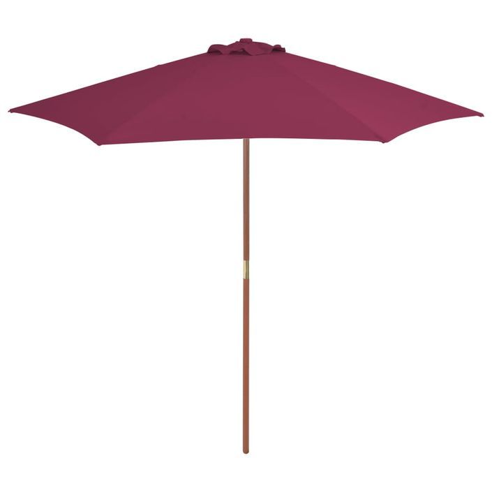 Parasol avec mât en bois 270 cm Bordeaux - Photo n°1