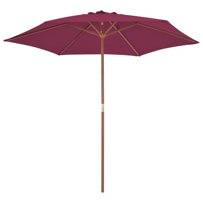 Parasol avec mât en bois 270 cm Bordeaux - Photo n°3