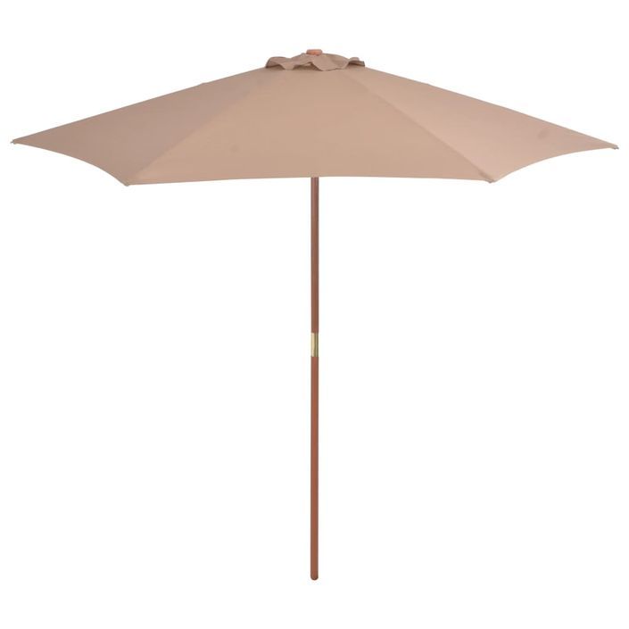 Parasol avec mât en bois 270 cm Taupe - Photo n°1