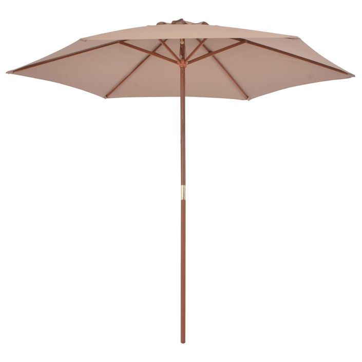 Parasol avec mât en bois 270 cm Taupe - Photo n°3