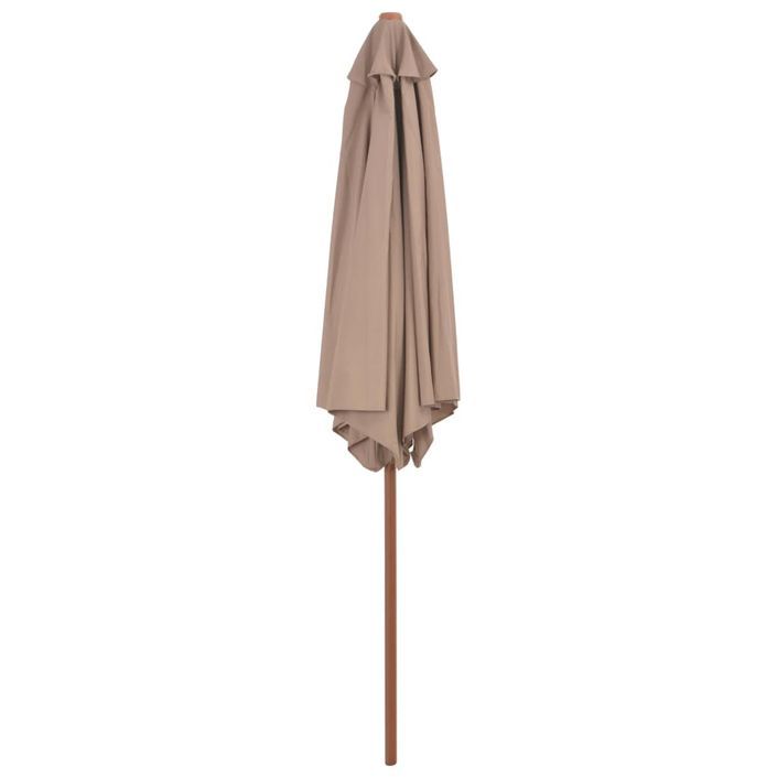 Parasol avec mât en bois 270 cm Taupe - Photo n°4