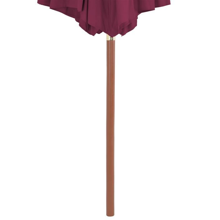 Parasol avec mât en bois 300 cm Rouge bordeaux - Photo n°5