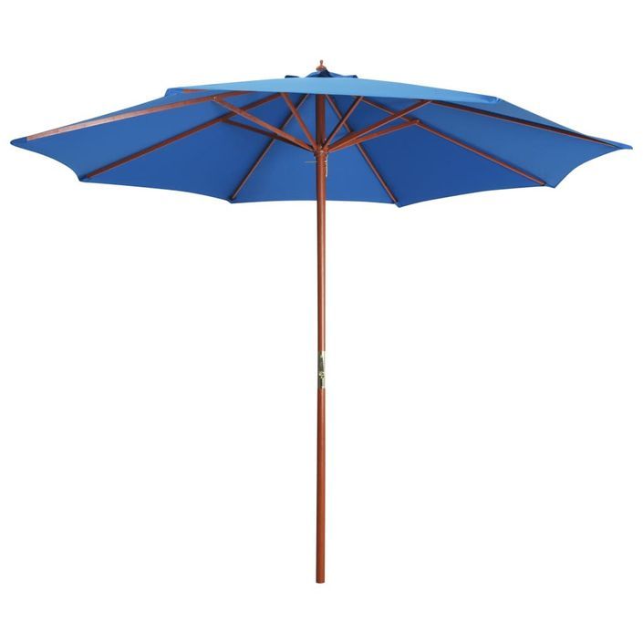 Parasol avec mât en bois 300x258 cm Bleu - Photo n°1