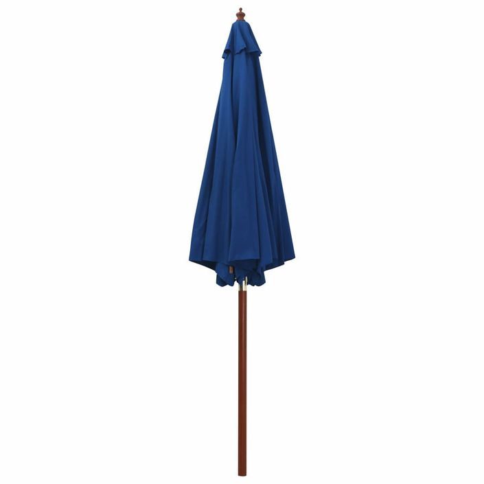 Parasol avec mât en bois 300x258 cm Bleu - Photo n°5