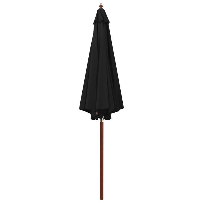 Parasol avec mât en bois 300x258 cm Noir - Photo n°3