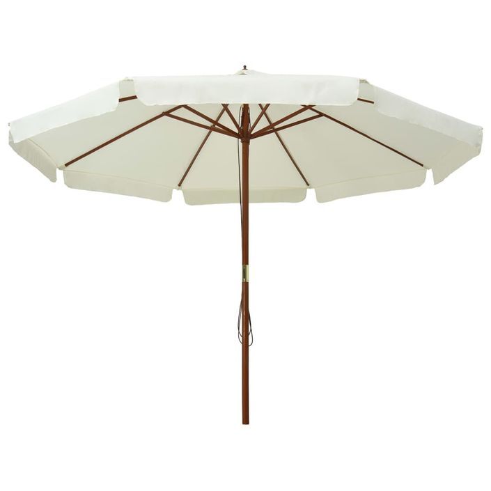 Parasol avec mât en bois 330 cm Blanc sable - Photo n°3