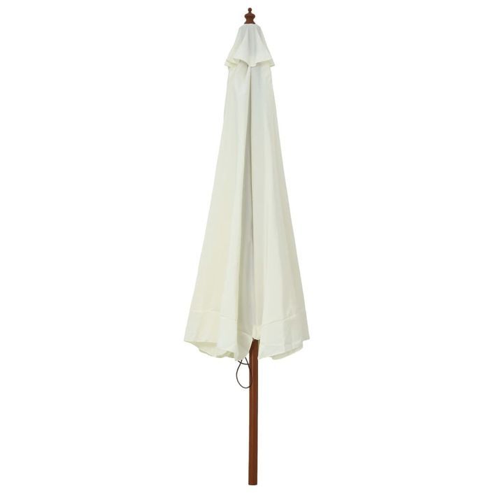 Parasol avec mât en bois 330 cm Blanc sable - Photo n°4