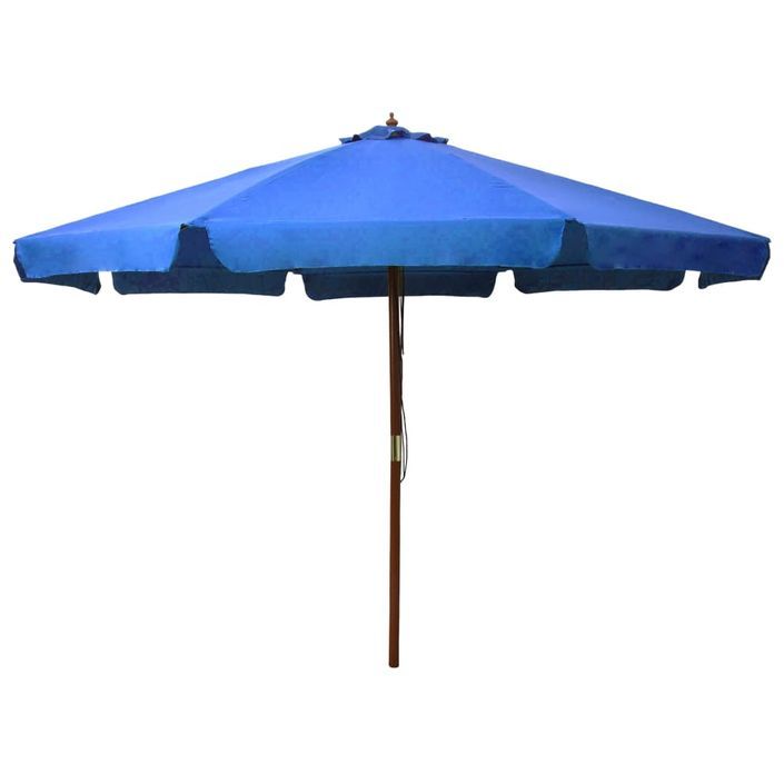 Parasol avec mât en bois 330 cm Bleu azuré - Photo n°1