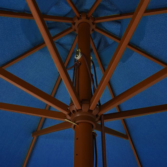 Parasol avec mât en bois 330 cm Bleu azuré - Photo n°2