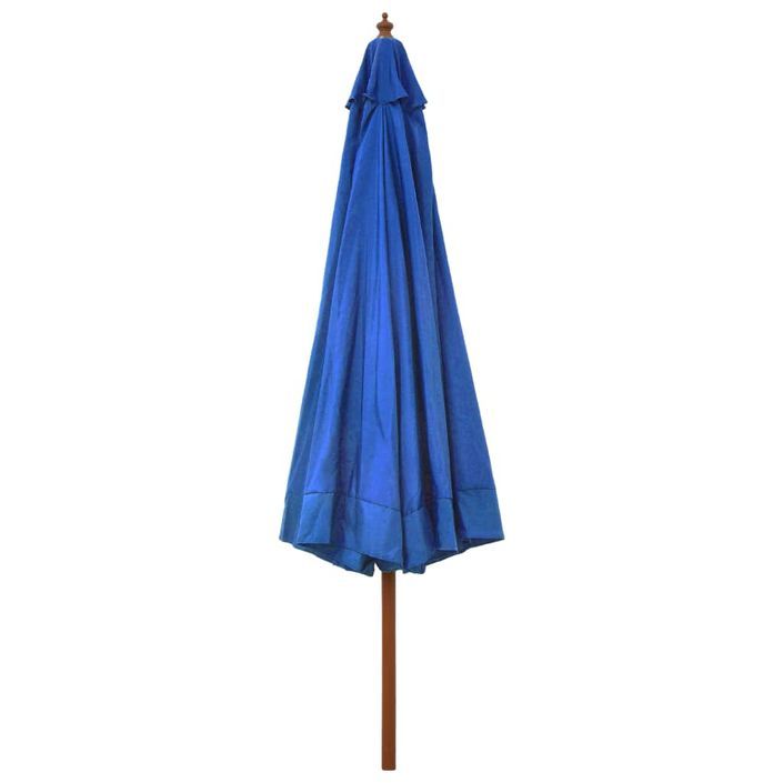 Parasol avec mât en bois 330 cm Bleu azuré - Photo n°4