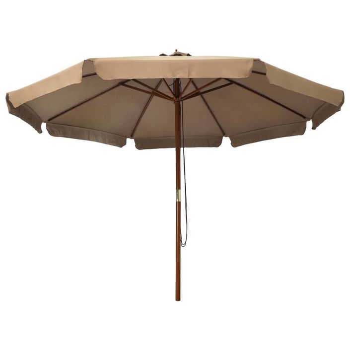 Parasol avec mât en bois 330 cm Taupe - Photo n°3