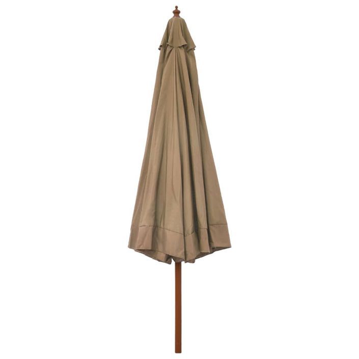 Parasol avec mât en bois 330 cm Taupe - Photo n°4