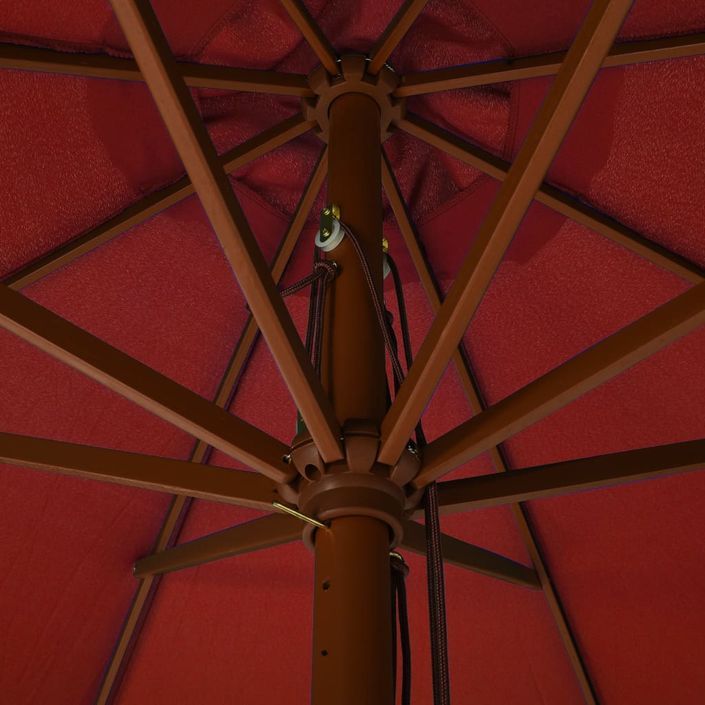 Parasol avec mât en bois 330 cm Terre cuite - Photo n°2