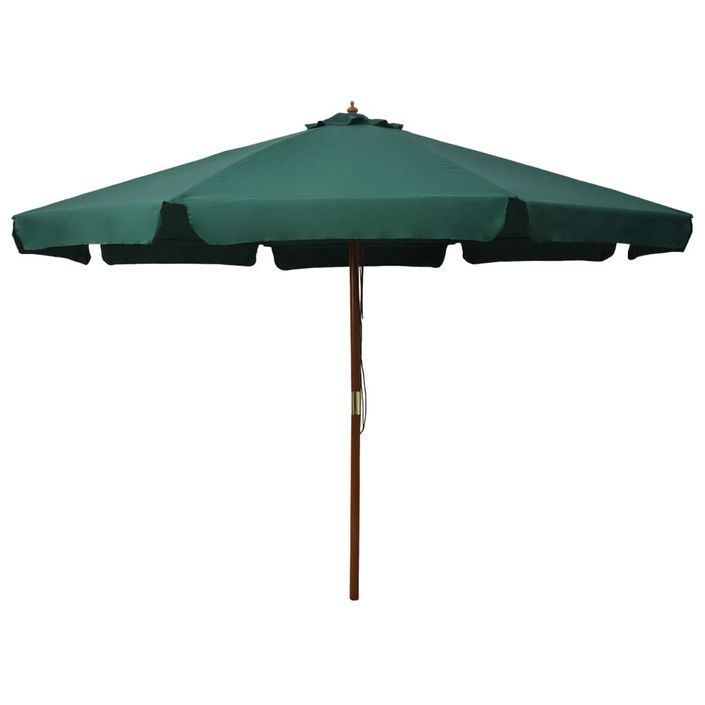 Parasol avec mât en bois 330 cm Vert - Photo n°1