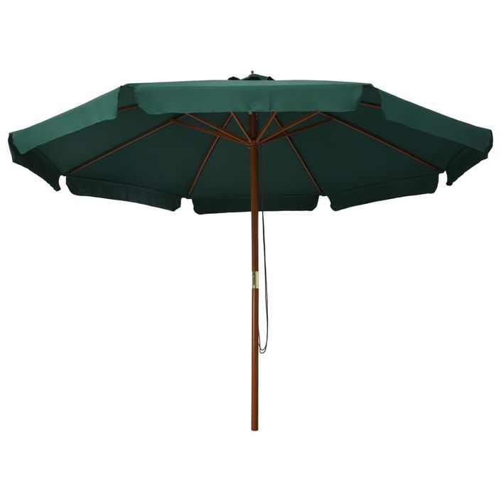 Parasol avec mât en bois 330 cm Vert - Photo n°3