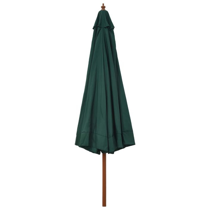 Parasol avec mât en bois 330 cm Vert - Photo n°4