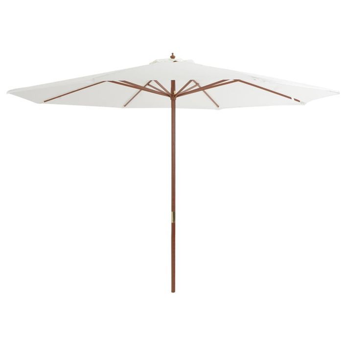 Parasol avec mât en bois 350 cm Blanc sable - Photo n°1