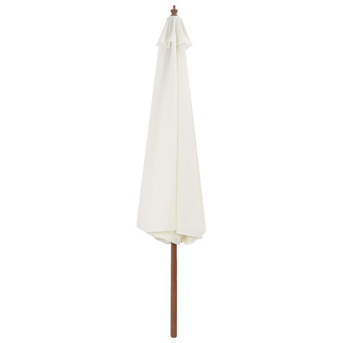 Parasol avec mât en bois 350 cm Blanc sable - Photo n°3