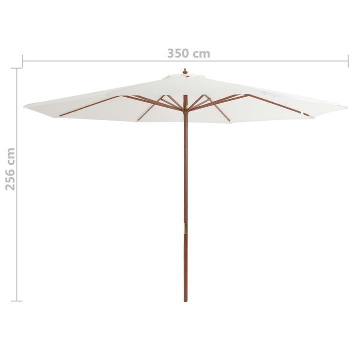 Parasol avec mât en bois 350 cm Blanc sable - Photo n°4