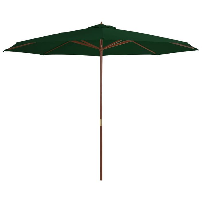 Parasol avec mât en bois 350 cm Vert - Photo n°1