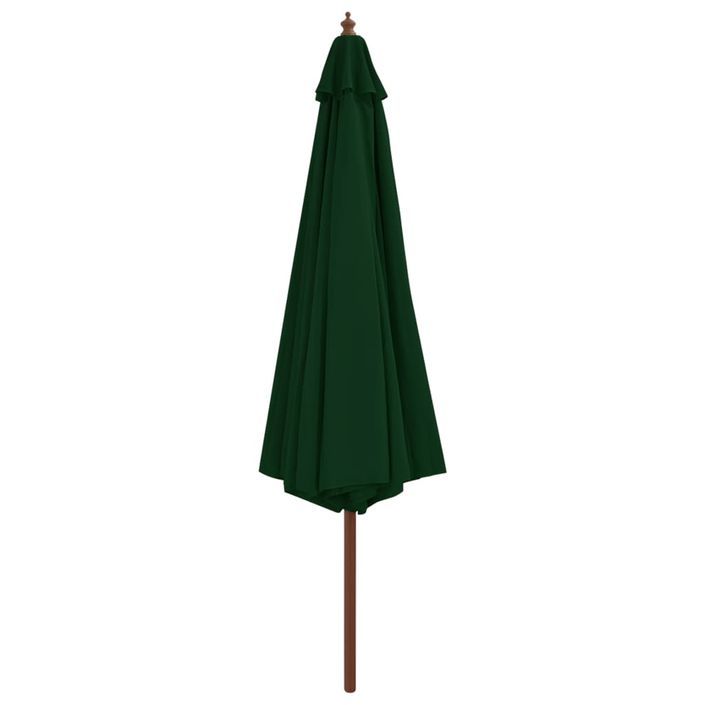 Parasol avec mât en bois 350 cm Vert - Photo n°3