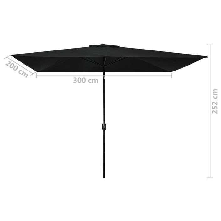 Parasol avec mât en métal 300 x 200 cm Noir - Photo n°7
