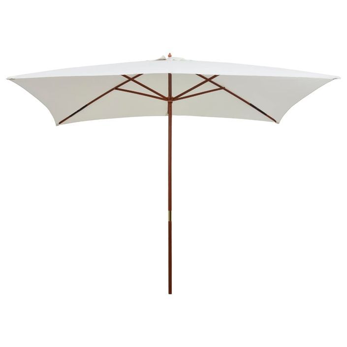 Parasol avec poteau en bois 200 x 300 cm Blanc crème - Photo n°1