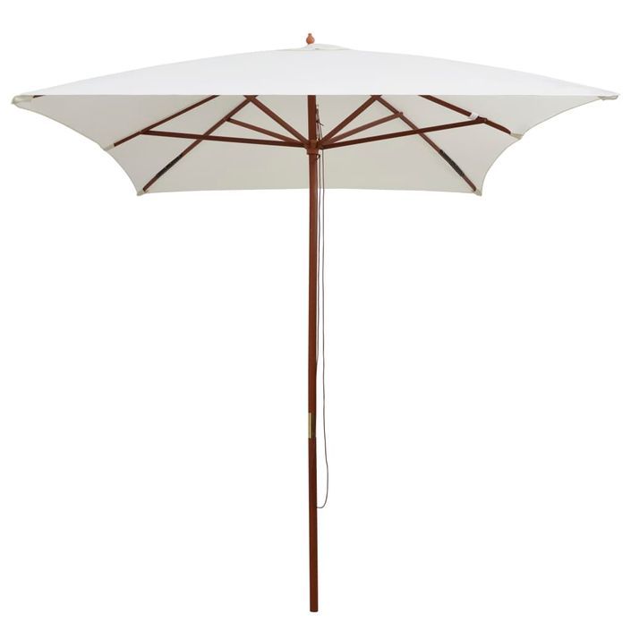 Parasol avec poteau en bois 200 x 300 cm Blanc crème - Photo n°3