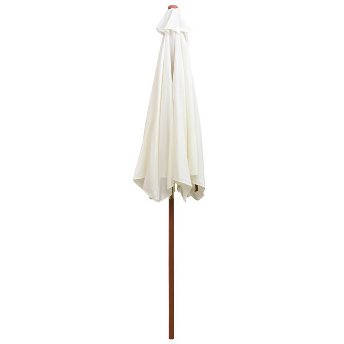 Parasol avec poteau en bois 270 x 270 cm Blanc crème - Photo n°5