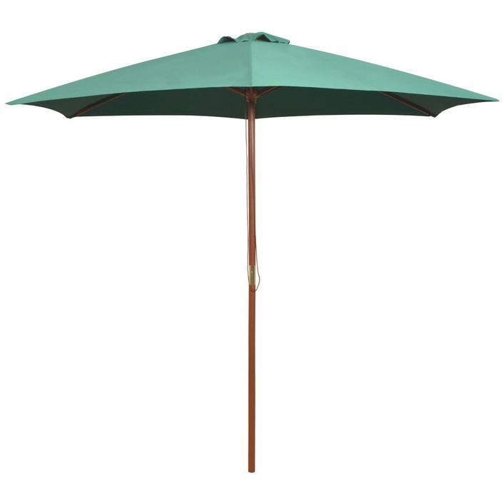 Parasol avec poteau en bois 270 x 270 cm Vert - Photo n°1