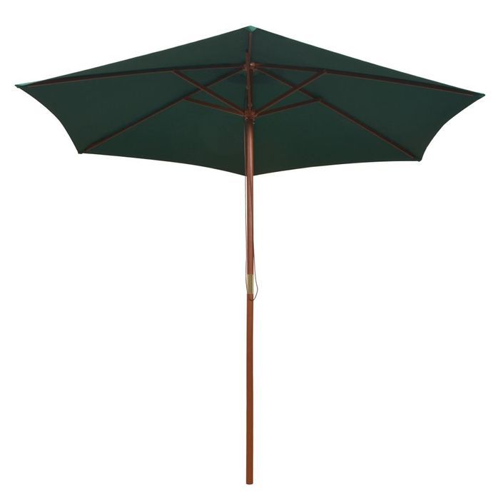 Parasol avec poteau en bois 270 x 270 cm Vert - Photo n°3