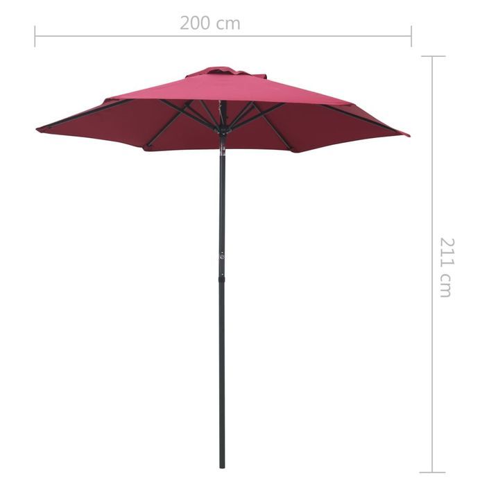 Parasol Bordeaux 200x211 cm Aluminium - Photo n°7