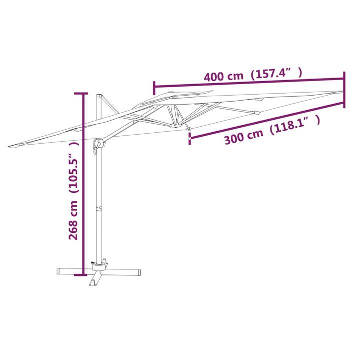 Parasol cantilever à double toit Anthracite 400x300 cm - Photo n°10