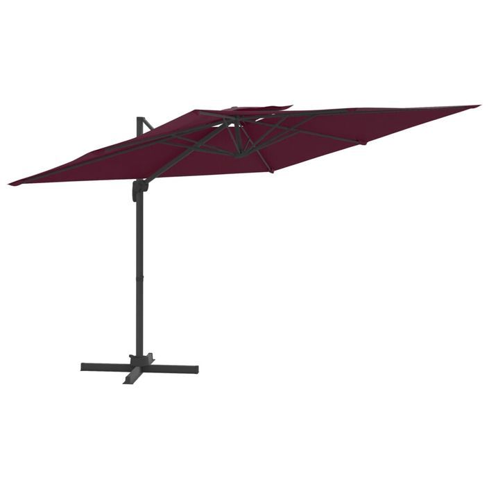 Parasol cantilever à double toit Bordeaux Rouge 400x300 cm - Photo n°2