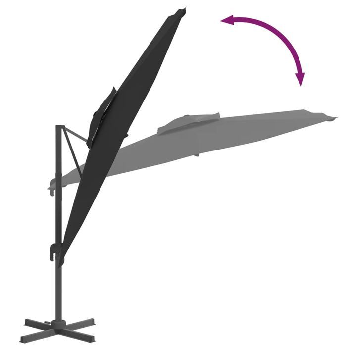 Parasol cantilever à double toit Noir 300x300 cm - Photo n°8