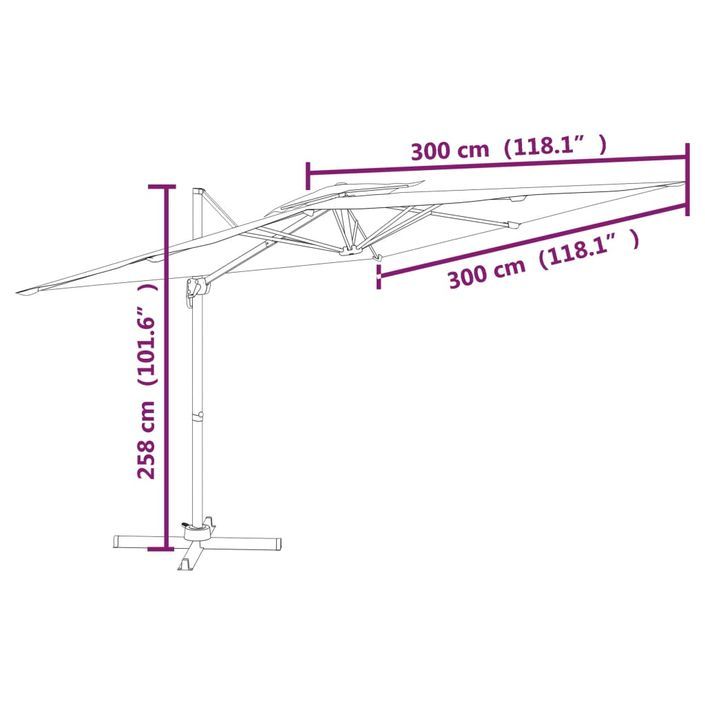 Parasol cantilever à double toit Vert 300x300 cm - Photo n°10