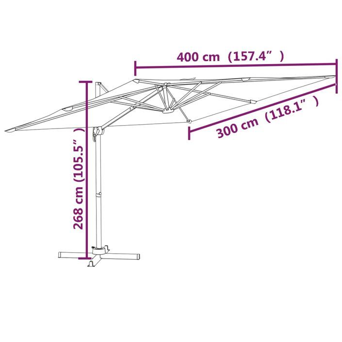 Parasol cantilever à LED Anthracite 400x300 cm - Photo n°12